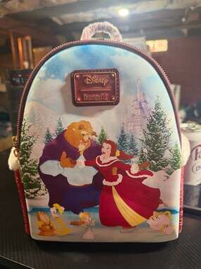 Loungefly Disney Beauty and the Beast Winter Scene Mini Backpack